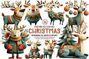 Watercolor Christmas Deer Clipart, an Animal Illustration by cherrydesign (Thumbnail 1 of 4)