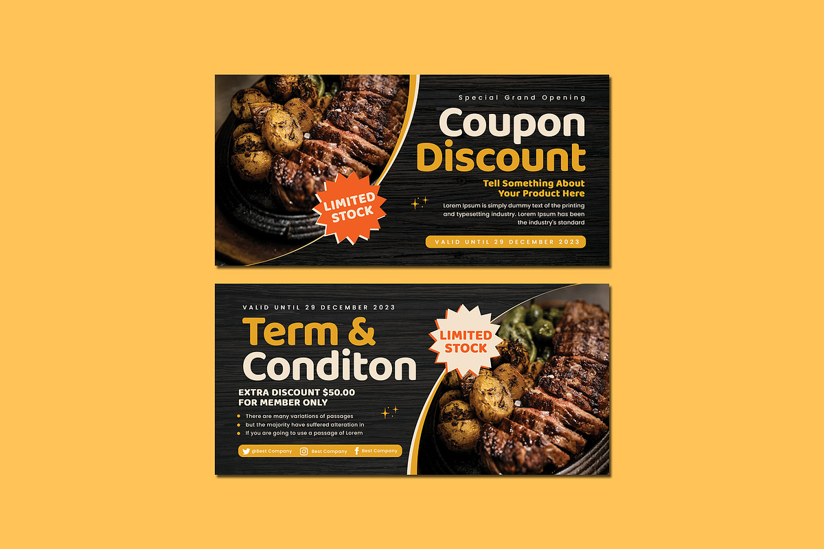 Steak Coupon Discount, a Card Template by Vibesteam