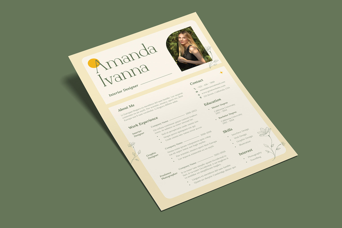 CV Resume Pack - Boho Flowers Theme, a Resume Template by Neermana (Photo 2 of 5)