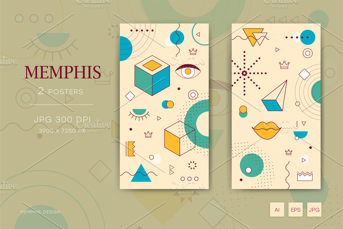 Memphis background. Art beige., a Decorative Illustration by KENO Mascots (Photo 2 of 4)