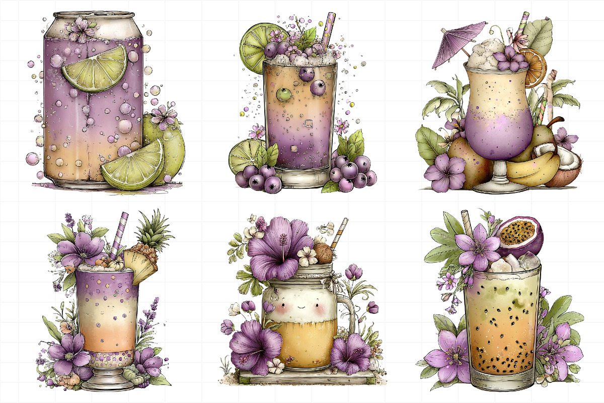 Whimsical Summer Tropical Drink Clip, an Illustration by Daily.Designs (Photo 5 of 7)