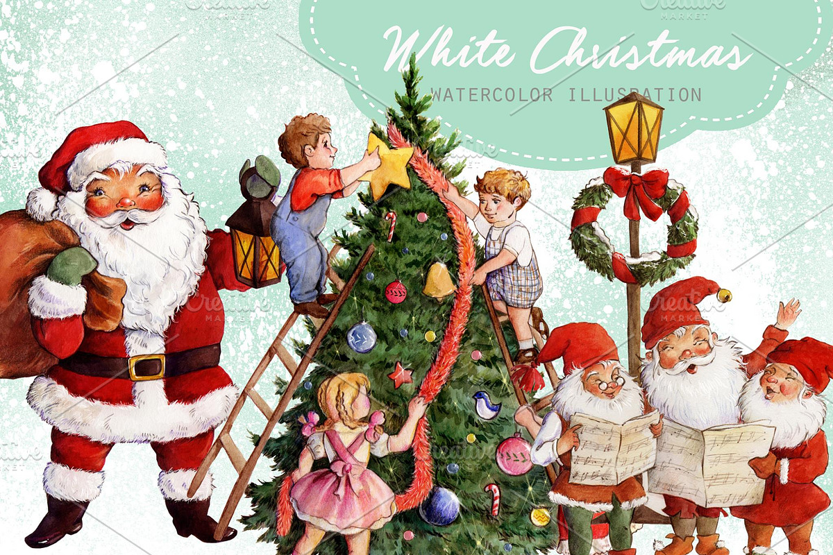 White Christmas Clipart Images, an Illustration by Whimseez (Photo 1 of 5)