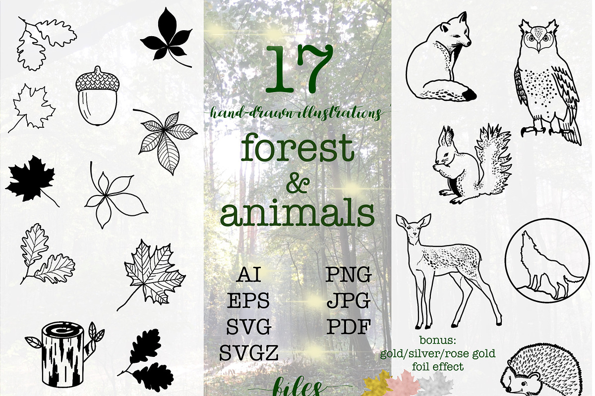Forest animals vector and bitmap set, a Shape Add-On by Ducatum (Photo 1 of 7)