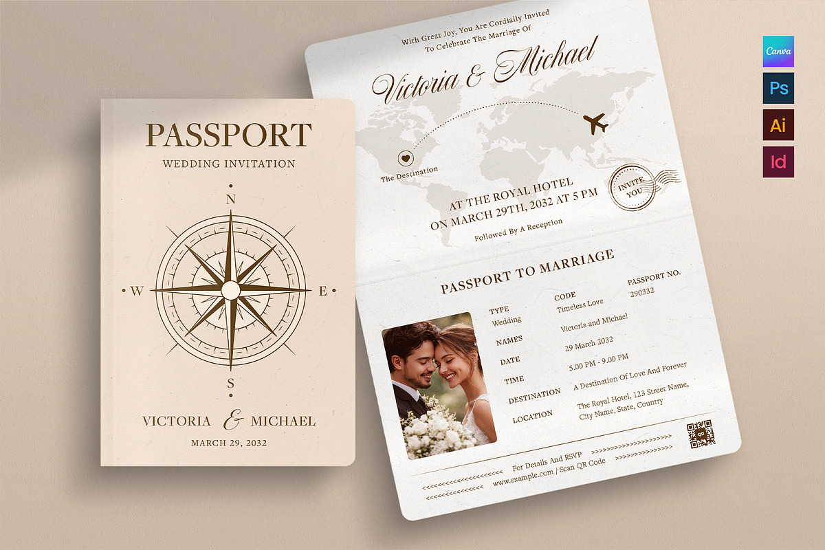 Passport Wedding Invitation Template, an Invitation Template by BrandPacks (Photo 1 of 4)