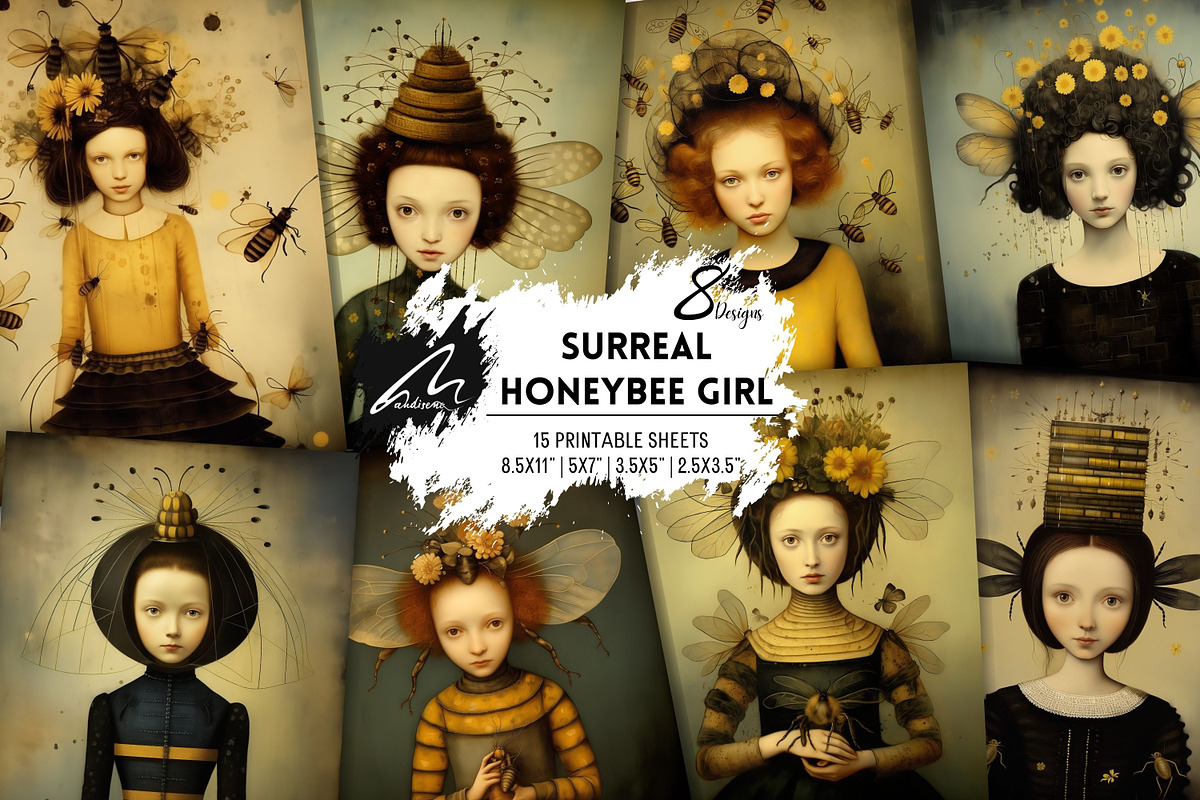 Honeybee Girl, Whimsy Collage Pages, a Person Illustration by Digital Art Mahdiseño (Photo 1 of 9)