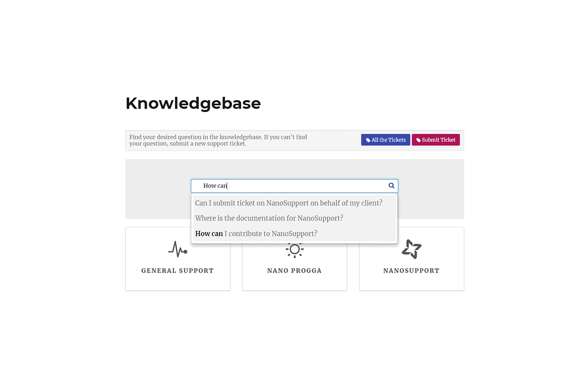 NanoSupport - Knowledgebase Search preview 2