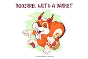 Cartoon Squirrel with a Basket., an Animal Illustration by KENO Mascots (Thumbnail 2 of 3)