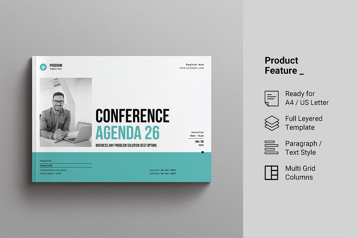 Conference Agenda Template Landscape, a Brochure Template by Work-Envance (Photo 2 of 8)
