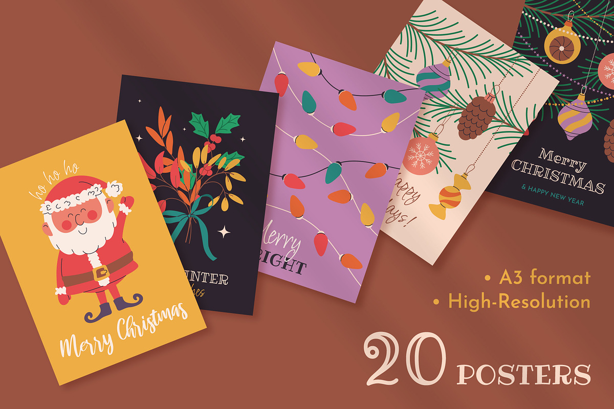 Retro Cheer: 40 Christmas Wall Art, a Seasonal Illustration by IuliiaSavko (Photo 2 of 11)