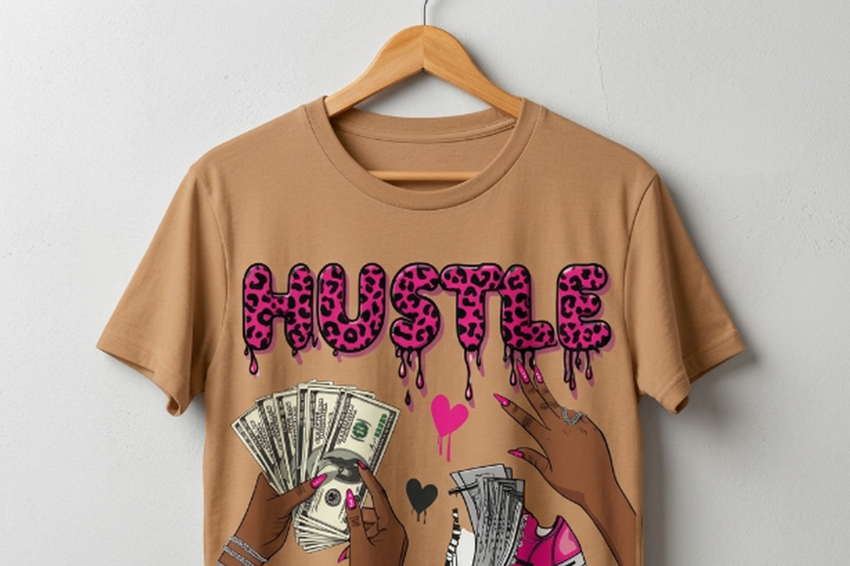 Hustle Pink Leopard Money Art, a Shirt Mockup by Vector Stall (Photo 1 of 14)
