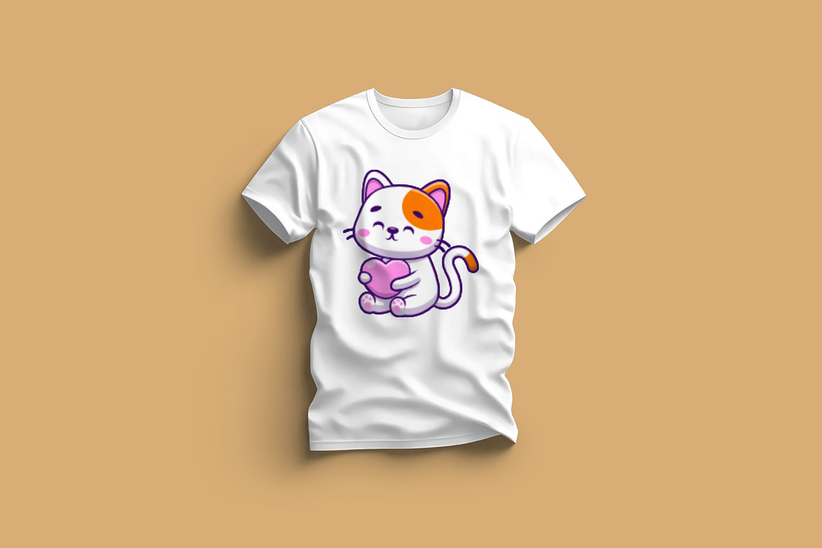 Cute Cat Holding Heart Love, an Animal Illustration by Artstorystudio (Photo 3 of 3)