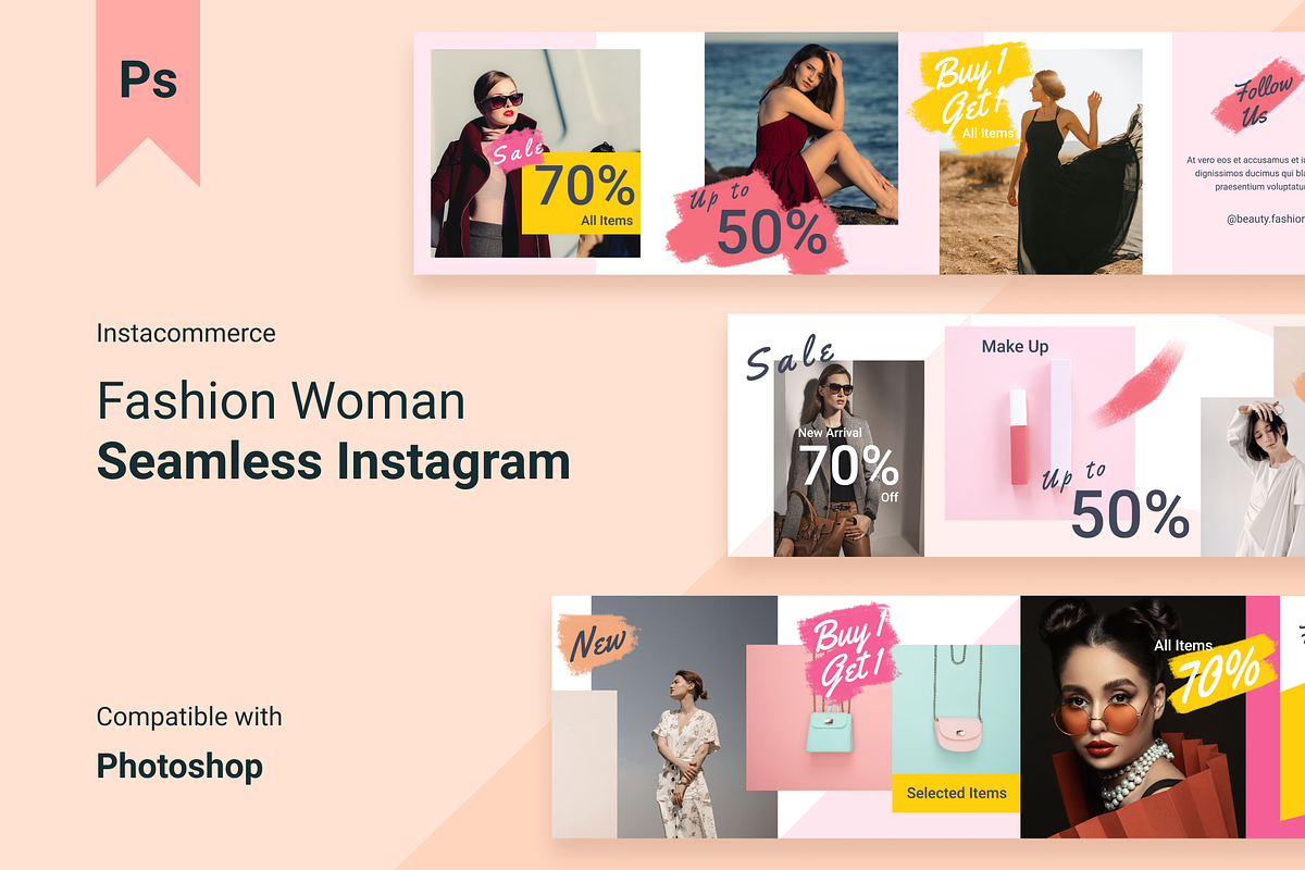 Fashion Woman Seamless Instagram, a Social Media Template by Pixelz Studio (Photo 1 of 5)