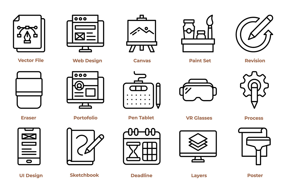 Art and Design Icon Pack, an Outline Icon by Tekuni (Photo 2 of 10)