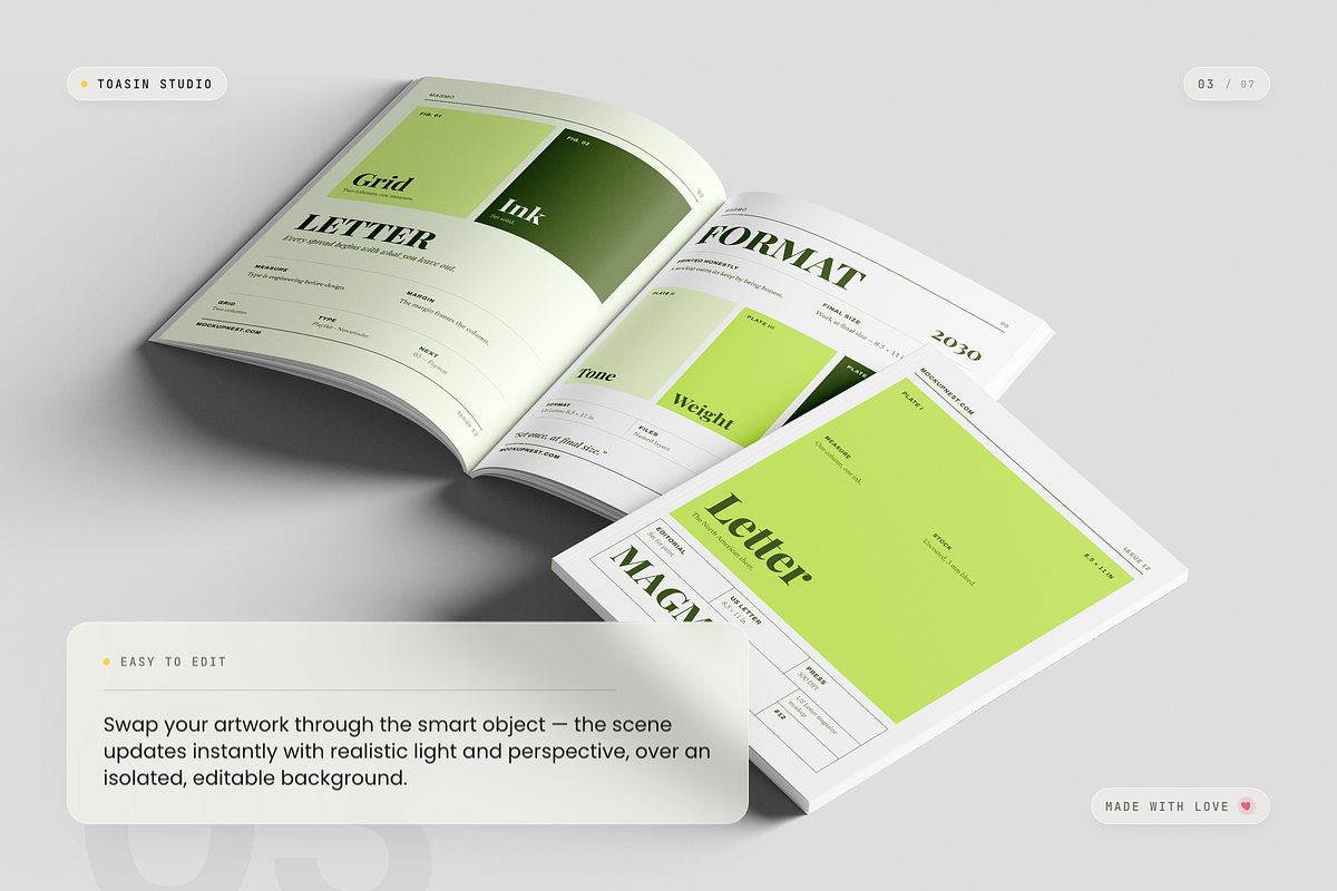 US Letter Magazine Mockup, a Books & Magazine Mockup by Toasin Studio (Photo 3 of 7)