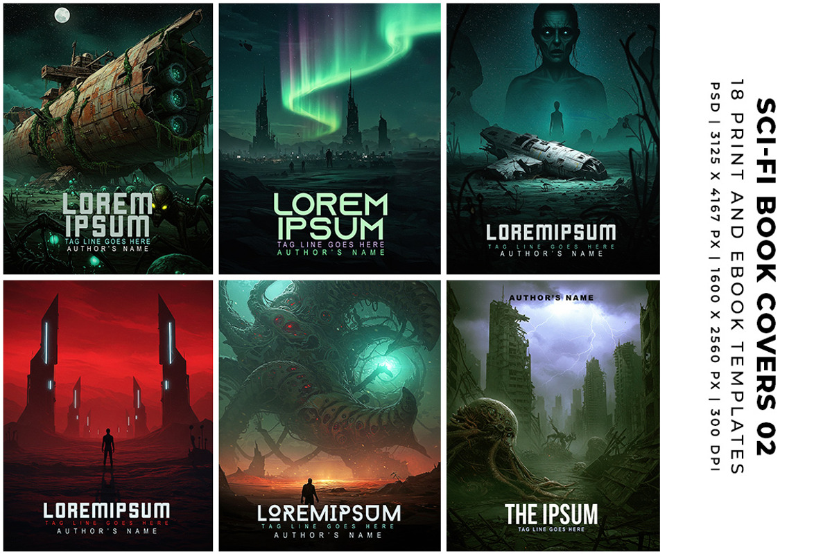 Sci-Fi Book Covers Templates 02 preview 2