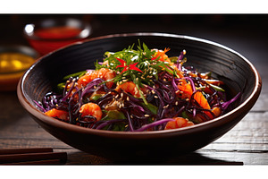 twist seaweed salad ai generated, a Nature Photo by pikepicture