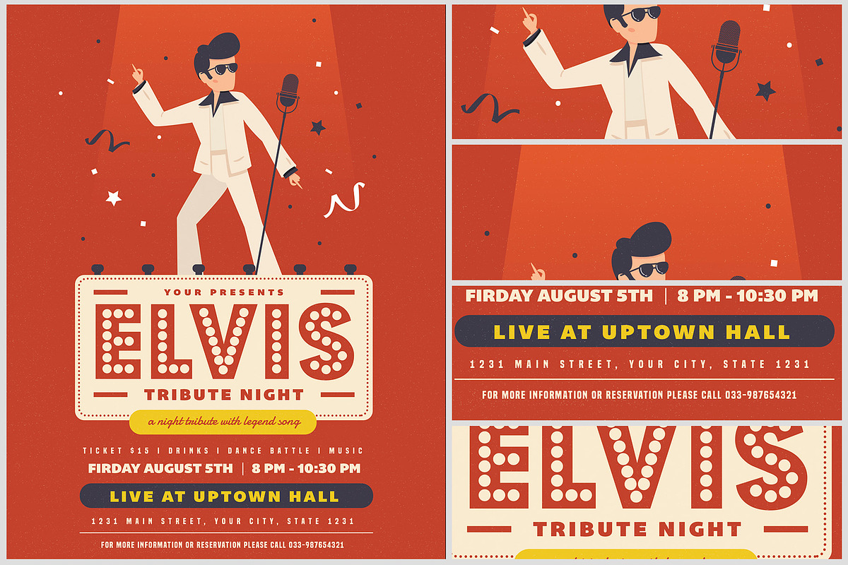 Elvis Night Flyer Template, a Flyer Template by FlyerHeroes (Photo 4 of 4)