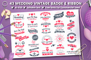 43 WEDDING VINTAGE BADGE & RIBBON, an Invitation Template by Toonsteb (Thumbnail 1 of 14)
