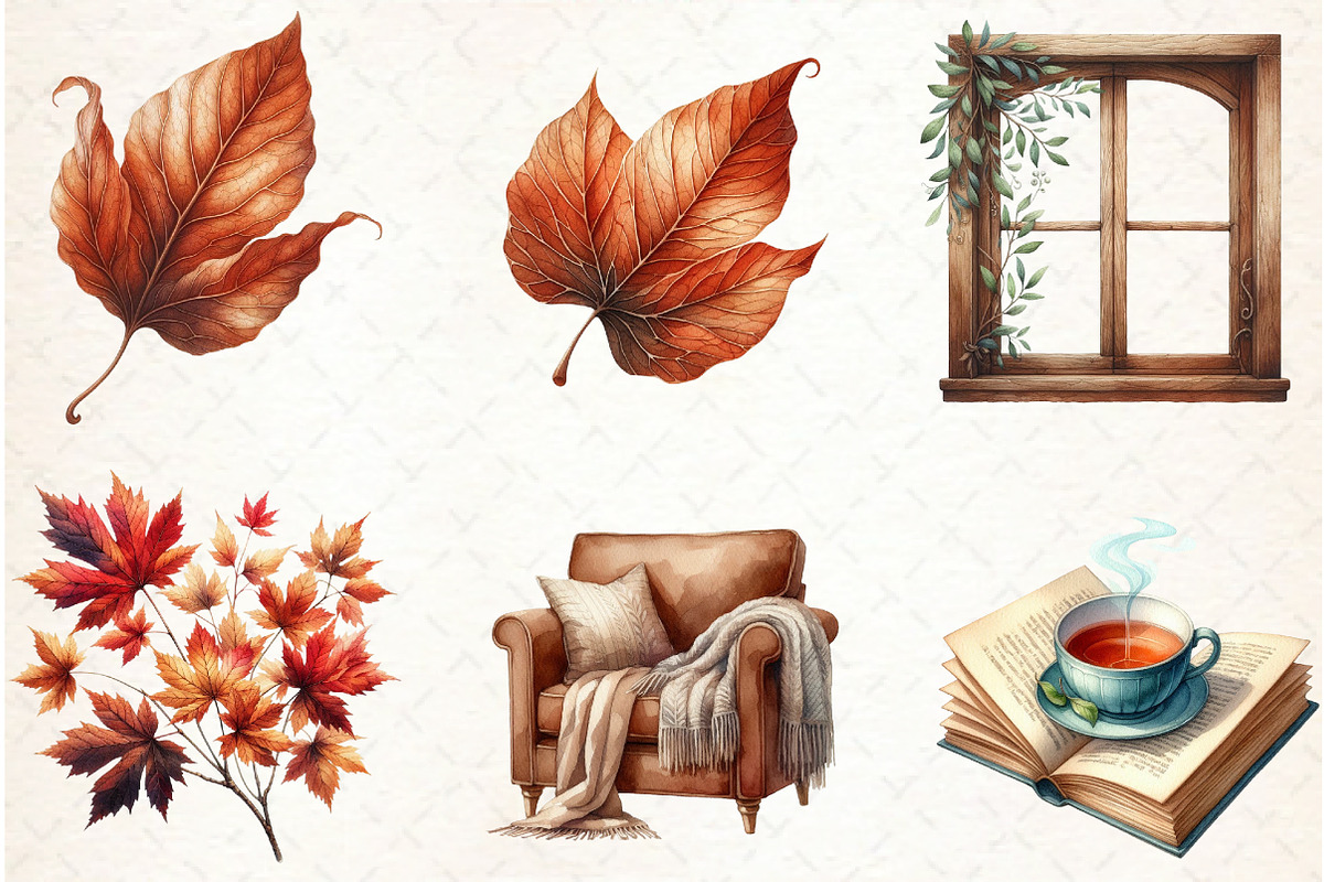 Watercolor Autumn Clipart-01, an Illustration by Libby Wishes (Photo 3 of 7)