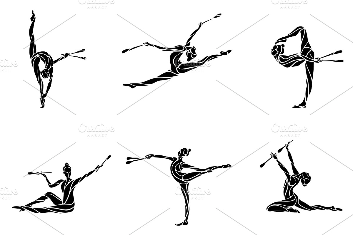 Rhythmic Gymnastics with Clubs set, a Graphic by Kluva's Wavy Silhouettes (Photo 2 of 2)