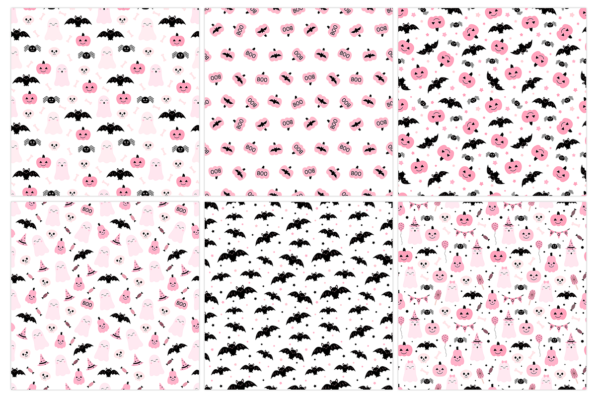 Cute Pink Halloween seamless pattern, a Pattern Graphic by IrinaShishkova (Photo 3 of 7)