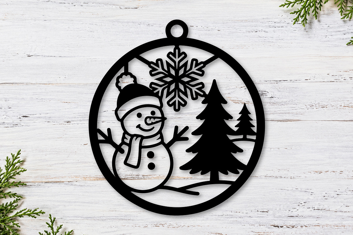 Snowman Christmas Laser Cut, a Seasonal Illustration by CraftArtStudio (Photo 2 of 3)