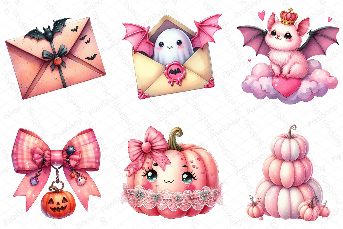 Pink Halloween Clipart, an Illustration by DreamPrint404 (Photo 3 of 5)