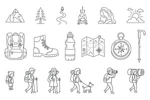 Minimal Hiking and Camping Line Icon, an Outline Icon by MkStudio