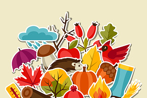 Backgrounds With Autumn Stickers.