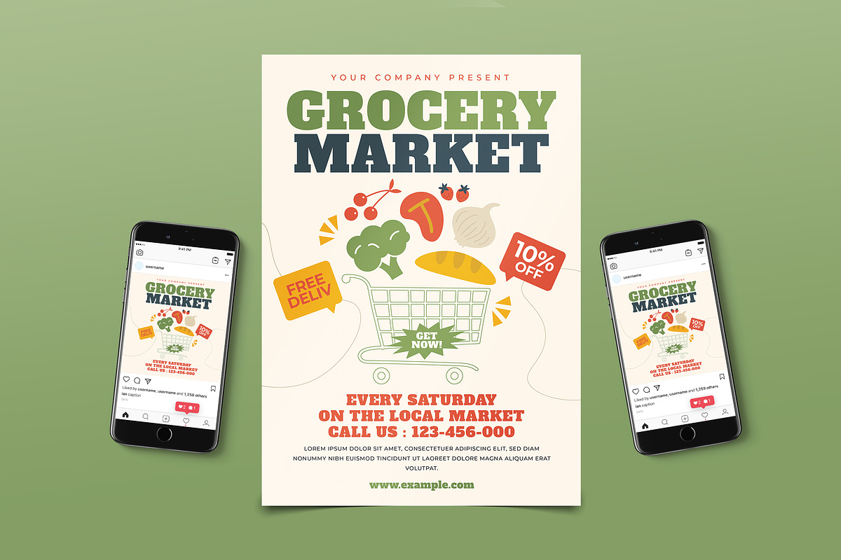 Grocery Market Instagram Post Flyer, a Flyer Template by Tokosatsu (Photo 3 of 3)