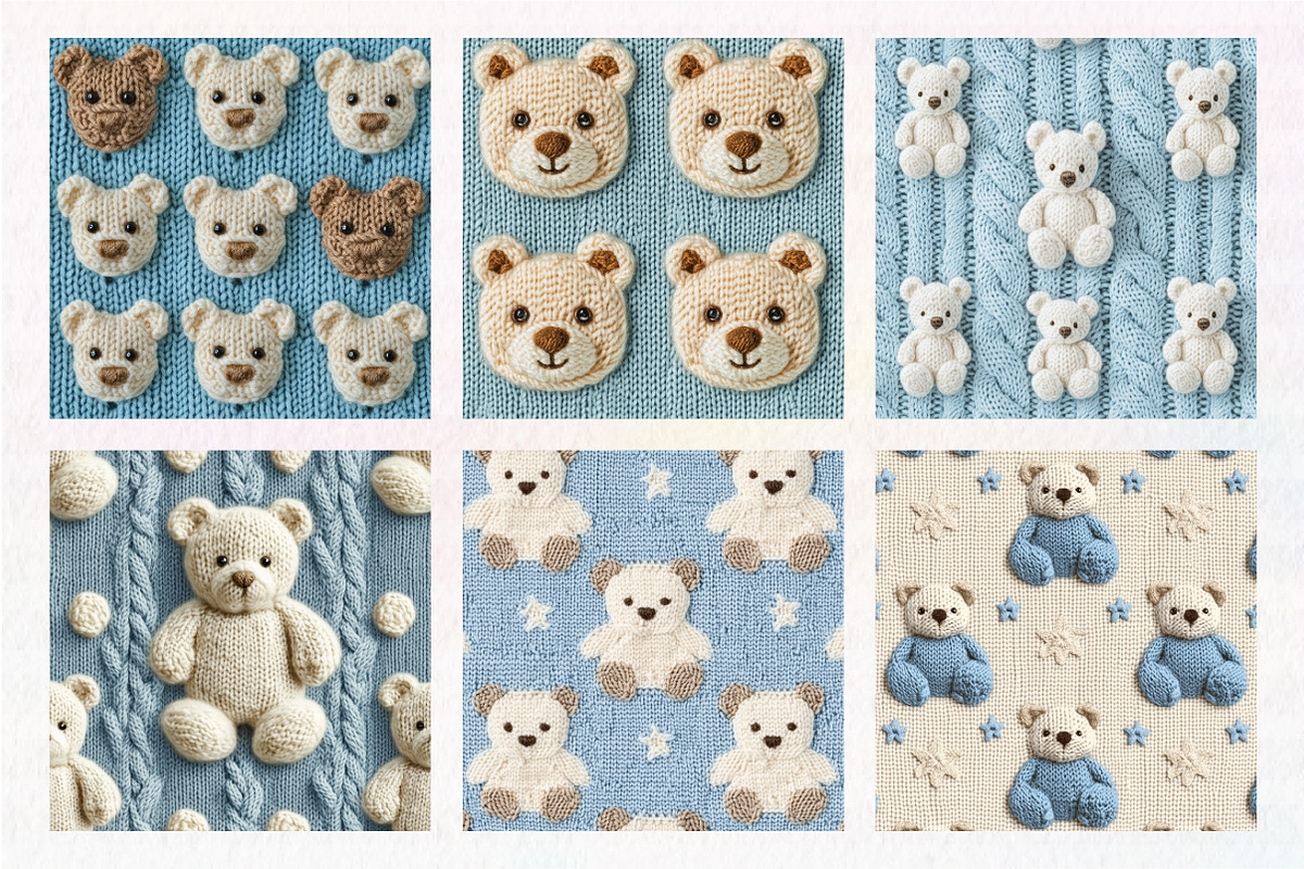 Blue Teddy Bear Seamless Repeat Patt, an Illustration by CreationArt (Photo 3 of 5)