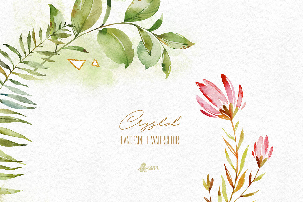 Crystal. Floral & Polygonal Bundle, a Decorative Illustration by OctopusArtis (Photo 9 of 15)