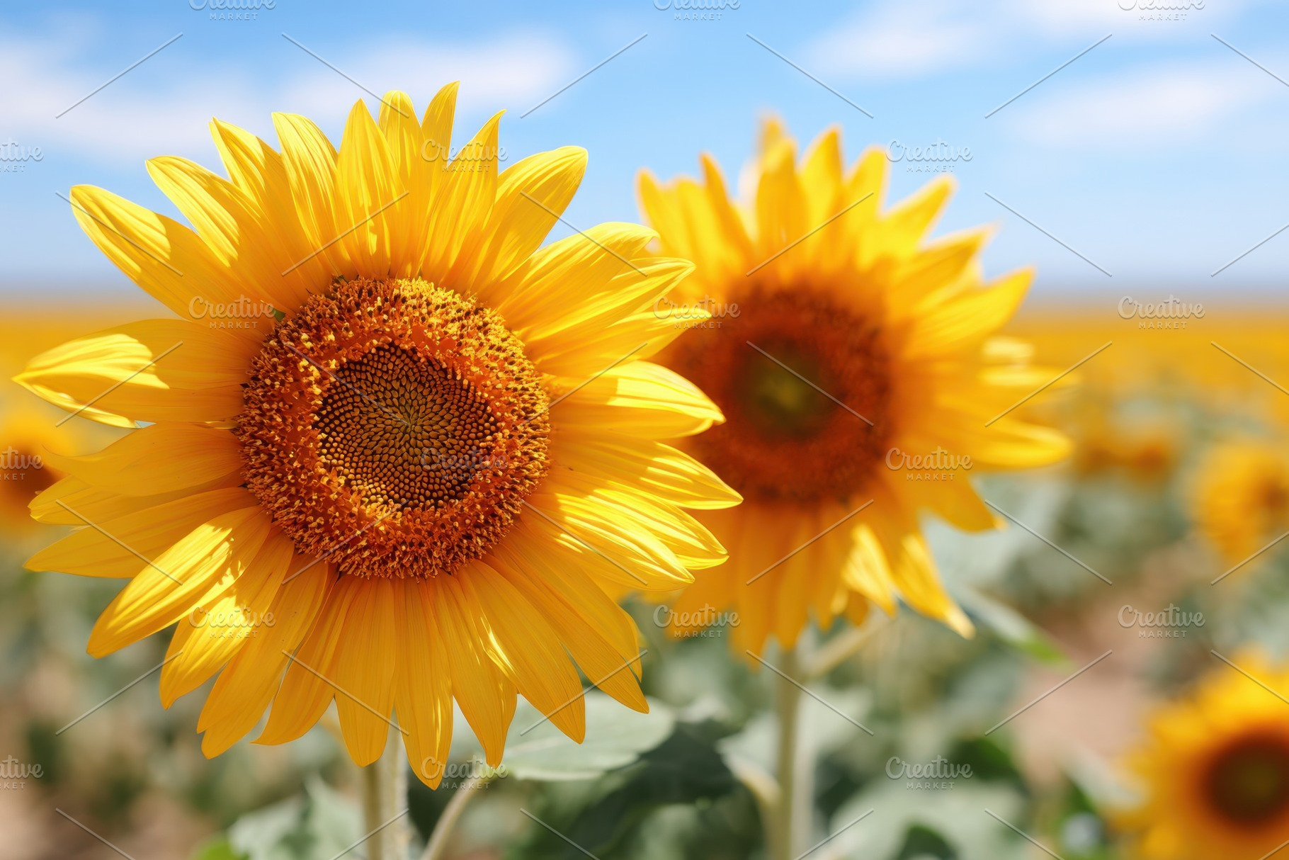 Vibrant sunflowers in a sunny field, a Nature Photo by AlyaAnd