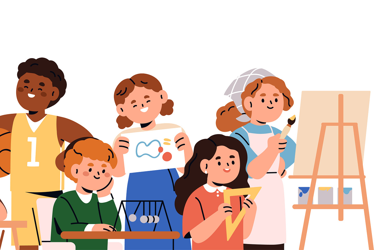 School kids students studying banner, a Person Illustration by Good Studio (Photo 5 of 5)
