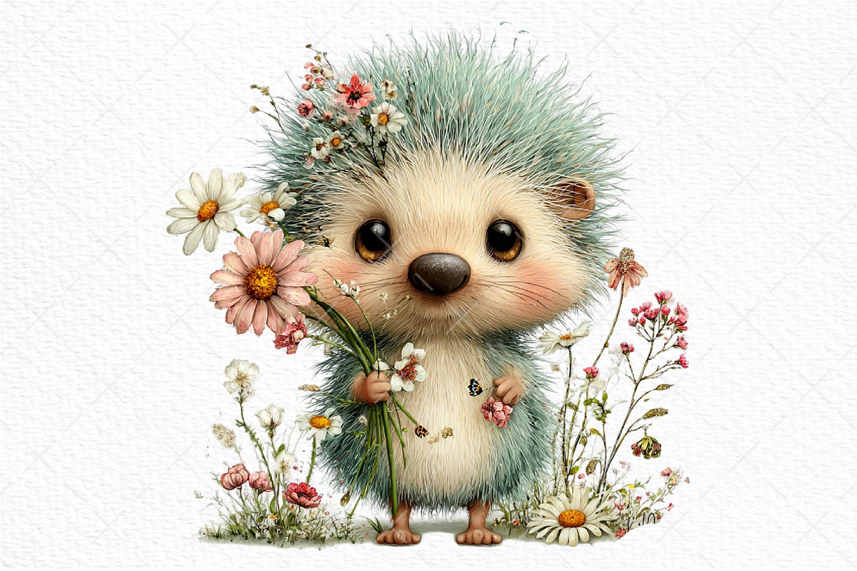 Whimsical Spring Hedgehog Clipart, an Illustration by Craft Nest (Photo 10 of 11)