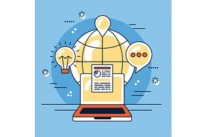 research concept with laptop, an Object Illustration by studiogstock