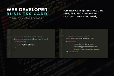 Web Developer Business Card, a Business Card Template by VictorThemes