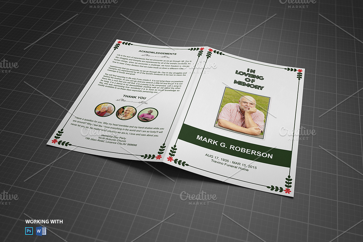 Funeral Program Template Printable, a Brochure Template by Madhabi Studio (Photo 3 of 5)