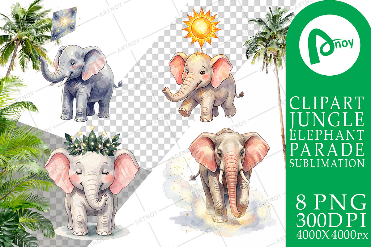 Cute Elephant Sublimation PNG, an Animal Illustration by Artnoy (Photo 15 of 18)