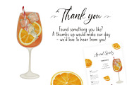 Martini & Aperol Spritz Watercolor, a Food Illustration by Sunshine Art (Thumbnail 6 of 6)
