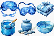Watercolor Blue Cozy Spa Day Clipart, an Illustration by Canvas Craft (Thumbnail 2 of 7)
