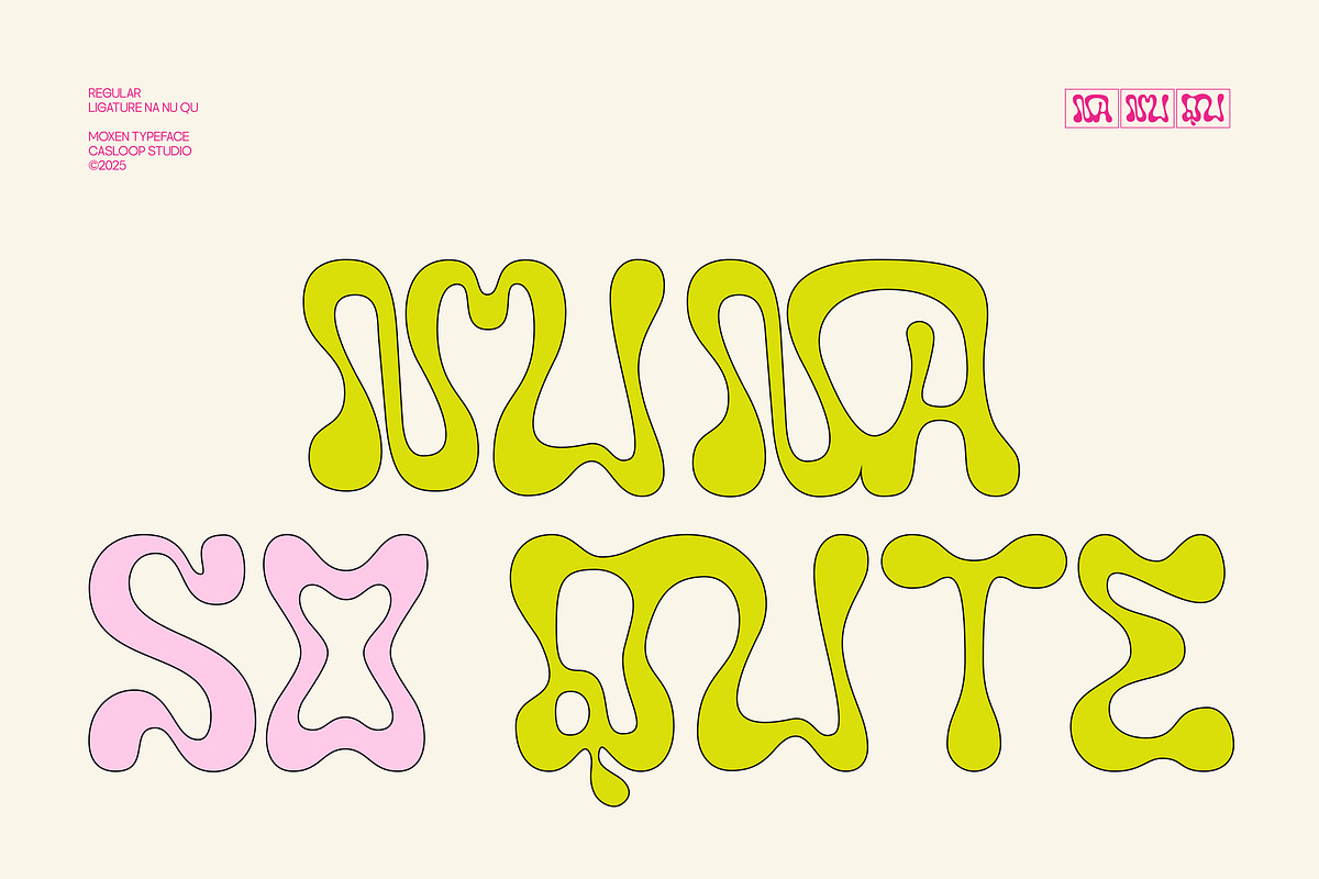 Moxen - Liquid Wavy Bubble Font, a Sans Serif Font by Casloop Studio (Photo 4 of 9)