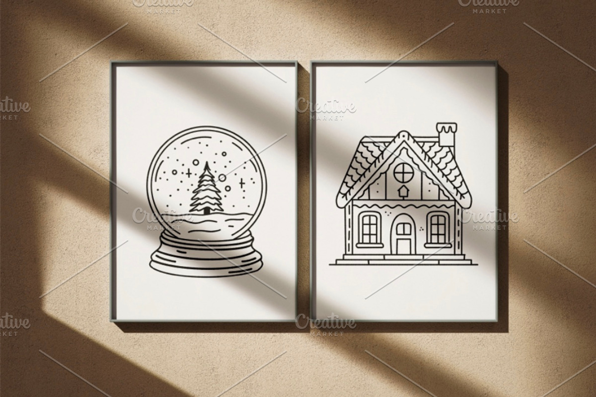 Jolly Holly Christmas Line Art, a Seasonal Illustration by Blumensdiary (Photo 5 of 6)