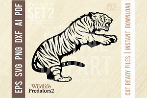 Jumping Tiger SVG File - Wildlife