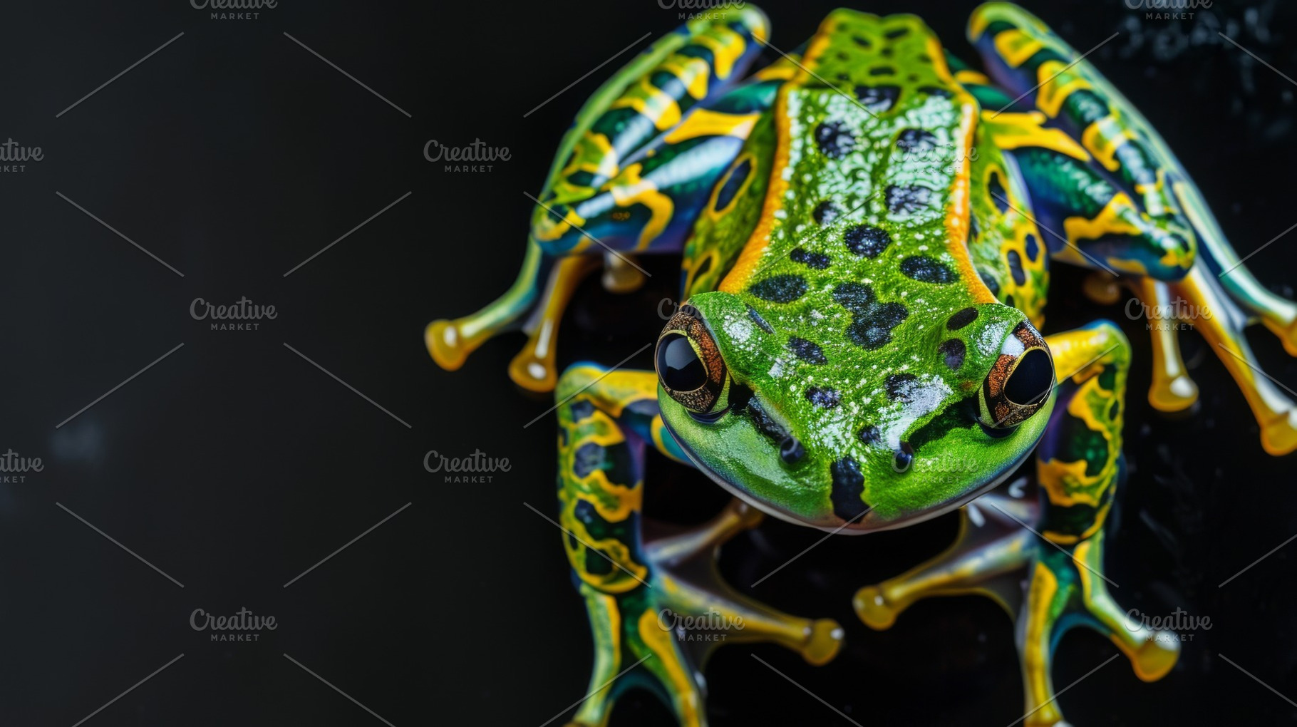 Frog on a black background, an Animal Photo by Handmadefont