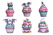 Whimsical Halloween Cupcake Clipart, a Seasonal Illustration by Creative Art (Thumbnail 4 of 7)