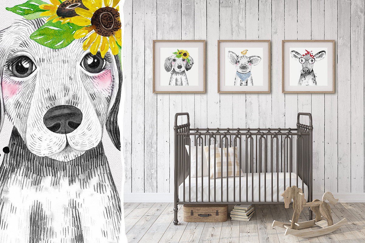 FARM BABIES watercolor set, an Animal Illustration by Natali Smolova (Photo 2 of 8)