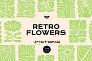 Retro Flowers linocut bundle, an Illustration by ClayStudio (Thumbnail 1 of 8)