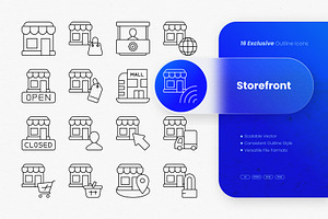 Storefront Outline Icons, an Outline Icon by cidcud_graphic