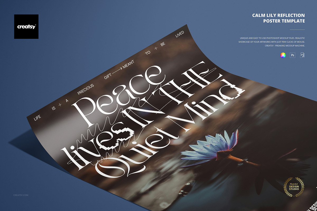 Calm Lily Reflection Poster Template, a Poster Template by creatsy5 (Photo 1 of 4)